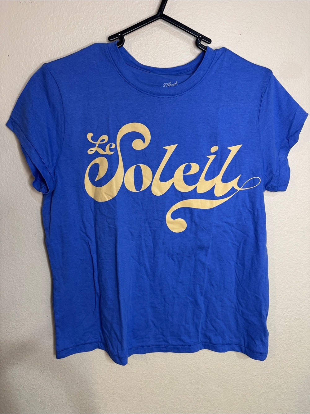 Universal Thread Royal Blue Tee with Gold "Le Soleil" Script